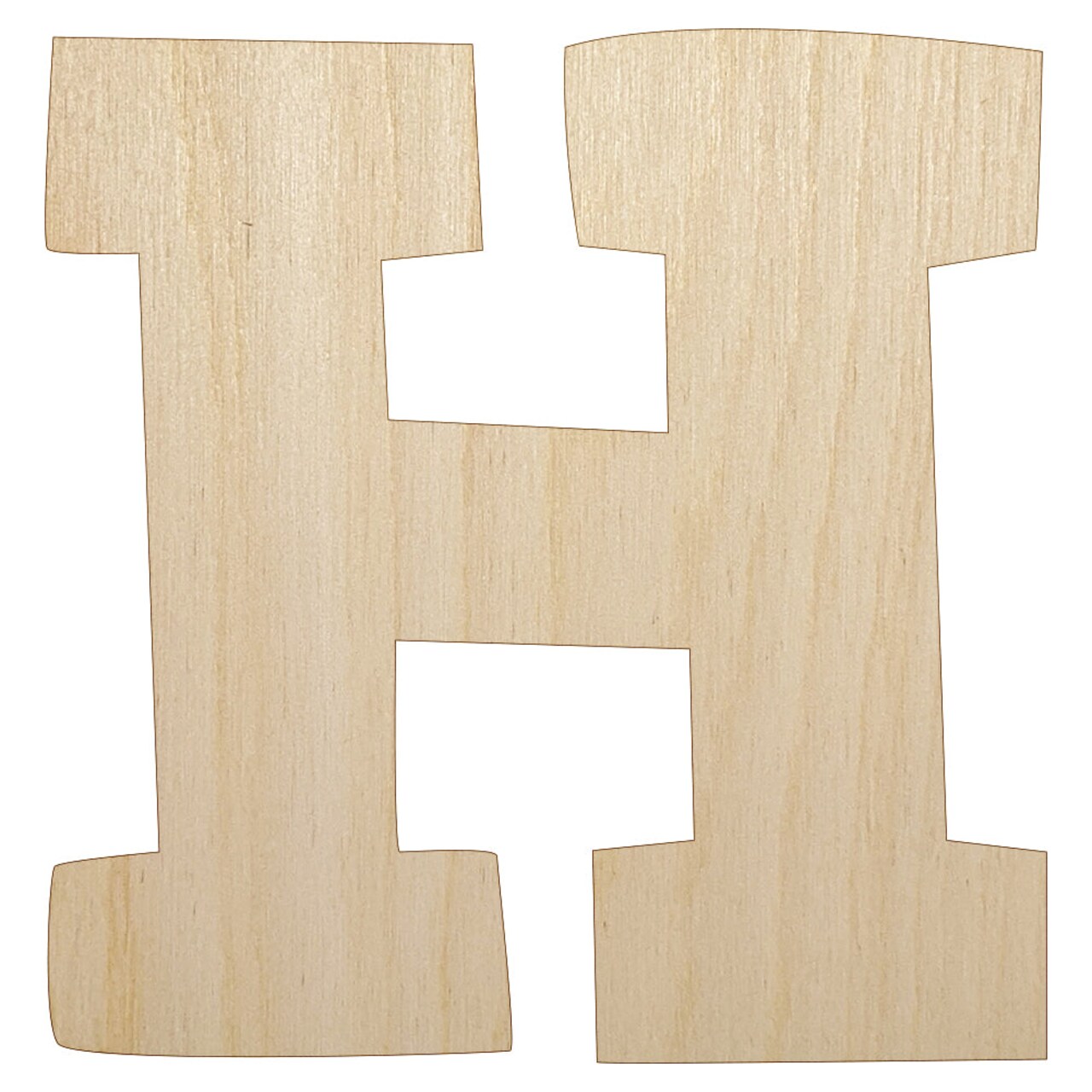 Letter H Uppercase Fun Bold Font Unfinished Wood Shape Piece Cutout for DIY Craft Projects